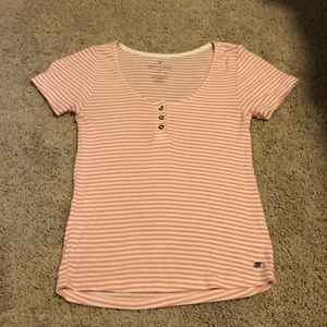 American Eagle Outfitters Tops - AE - Pink & White Striped Baby Tee American Eagle Outfitters Tops - AE - Pink & White Striped Baby Tee